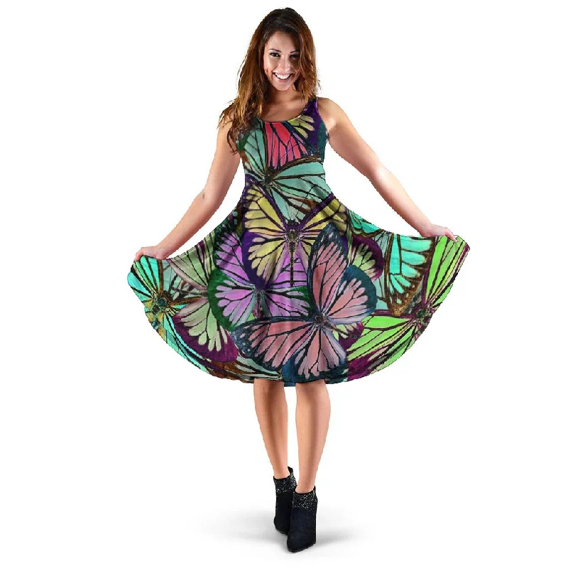 Colorful Butterfly Print Dress