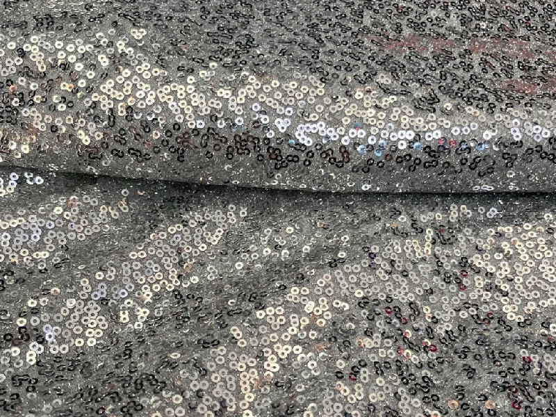 Silver Sequins Embroidered Net Fabric