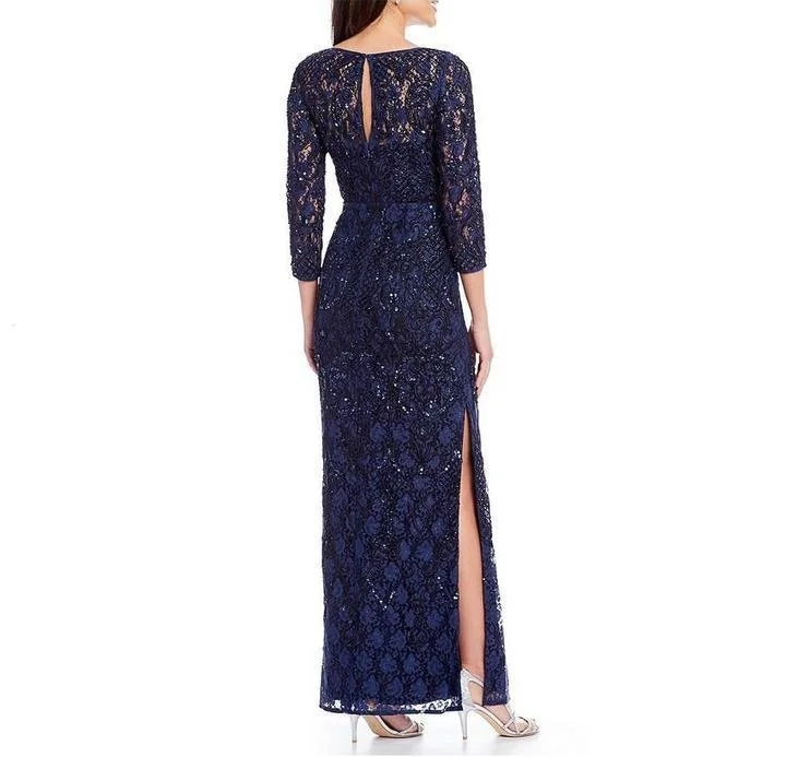 Aidan Mattox - MD1E201905 Lace Embroidered Bateau Column Dress